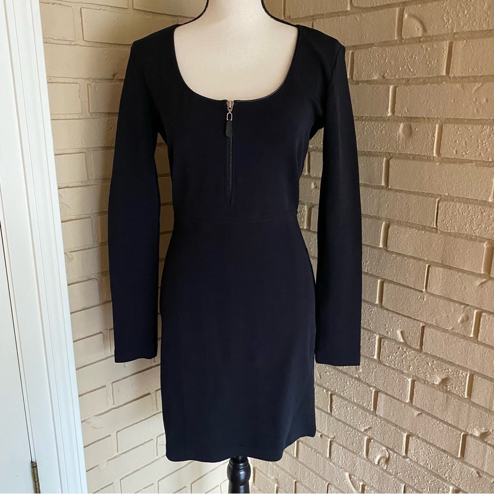 Vintage Kenar Studio Black Bodycon Party Dress Zip Front Size 8 Made In USA
